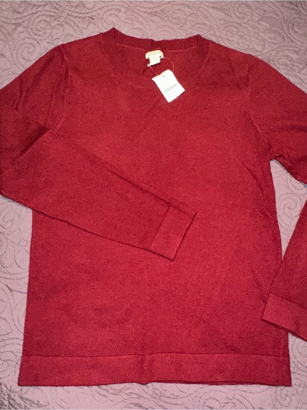 J. Crew Burgundy Cotton Wool Blend Teddie Crewneck Sweater NEW Medium